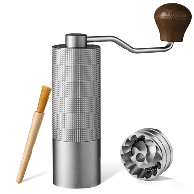 Molinillo de café manual antiguo de aleación de aluminio con mango de madera maciza